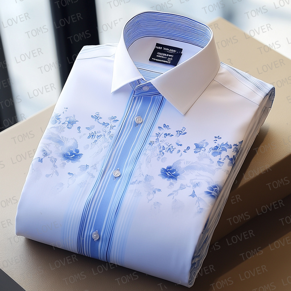 Gradient Shirt Porcelain Pattern Shirt
