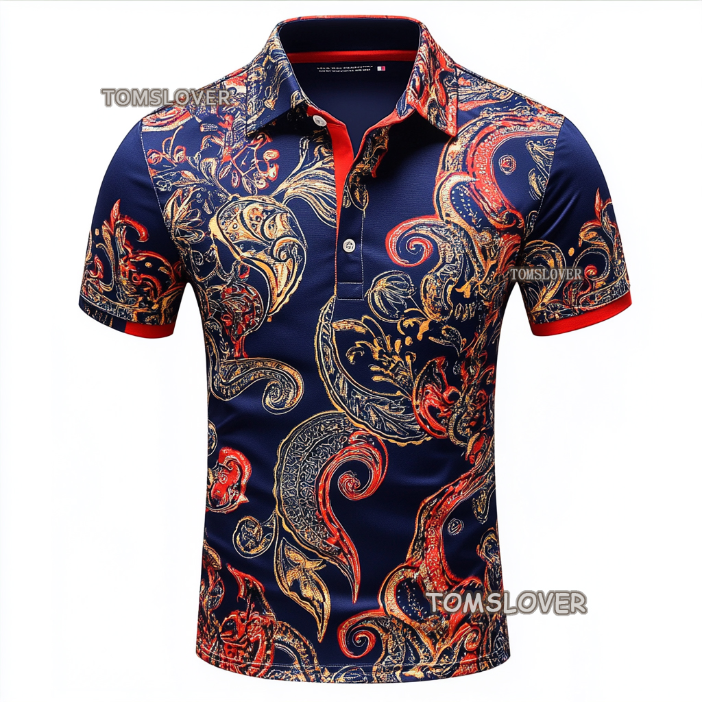 Men's paisley polo shirt