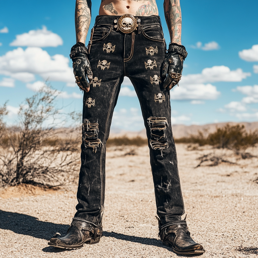 High-quality jeans with a graphic pattern