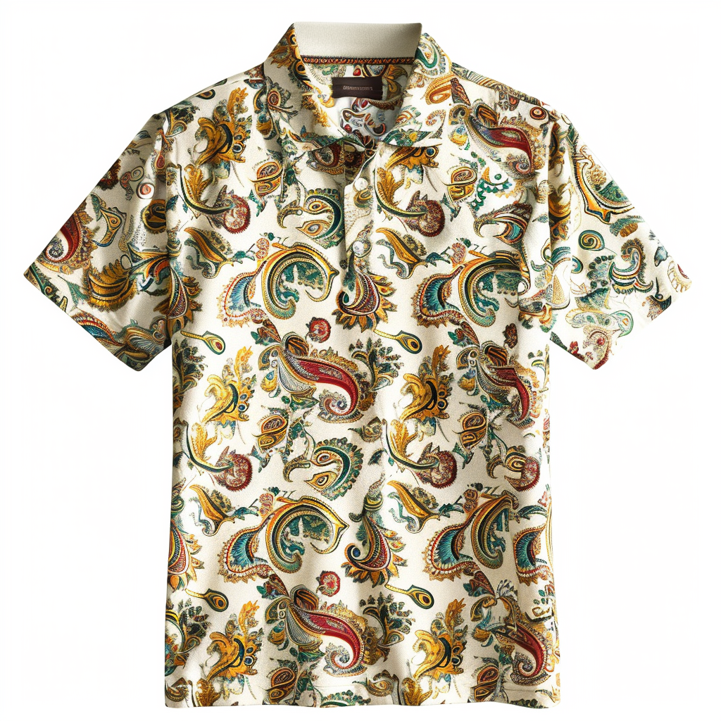 TomsloverRefreshing and Breathable Summer Paisley Print Polo Shirt