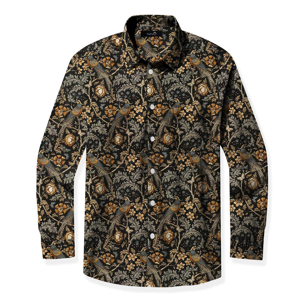 TomsloverMen's Regular Business Casual Printed Long-sleeved Shirt