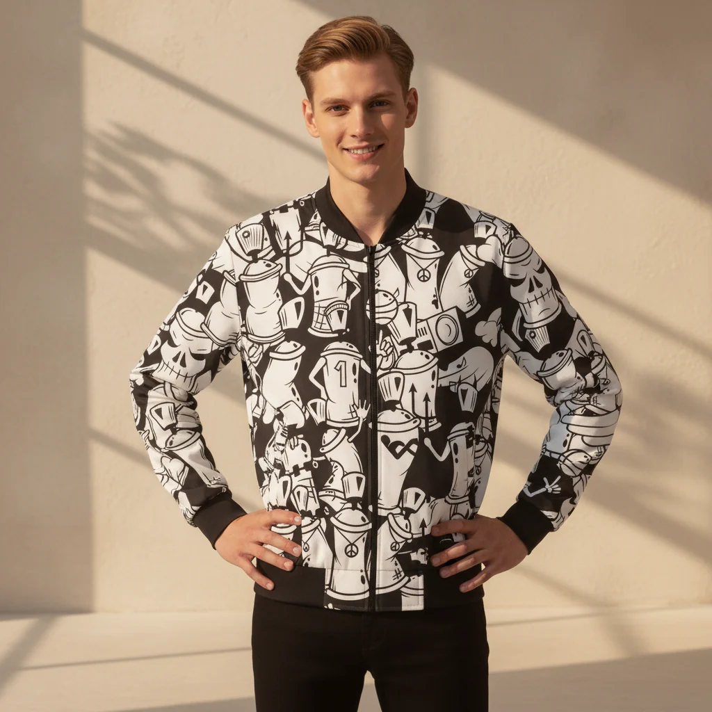 Men's Fashion Printed Zipper Jacket