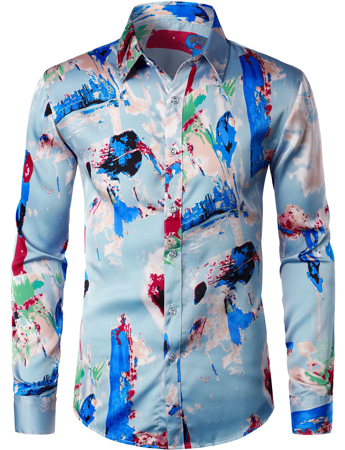 Men's Vintage Print Casual Fashion Button Long Sleeve Shirt