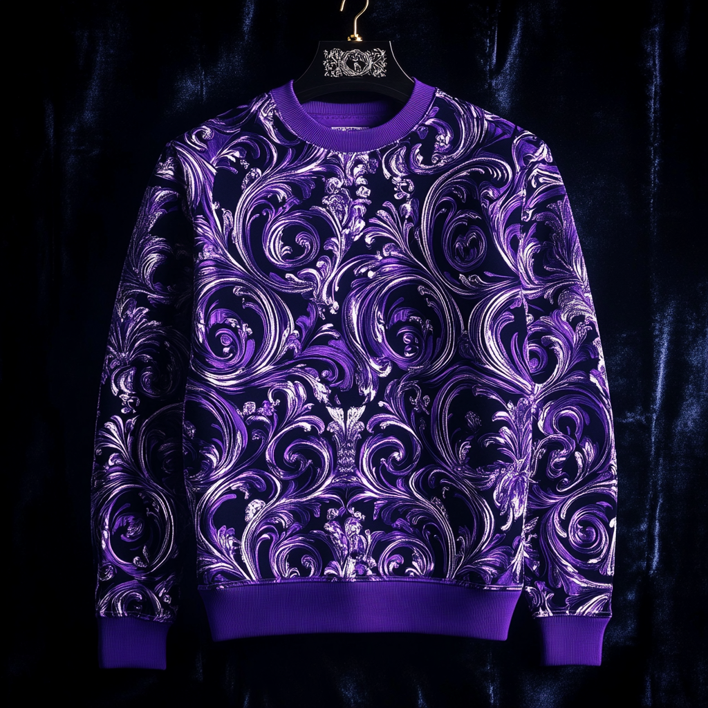 Paisley Print Sweatshirt Round Neck Pullover Men