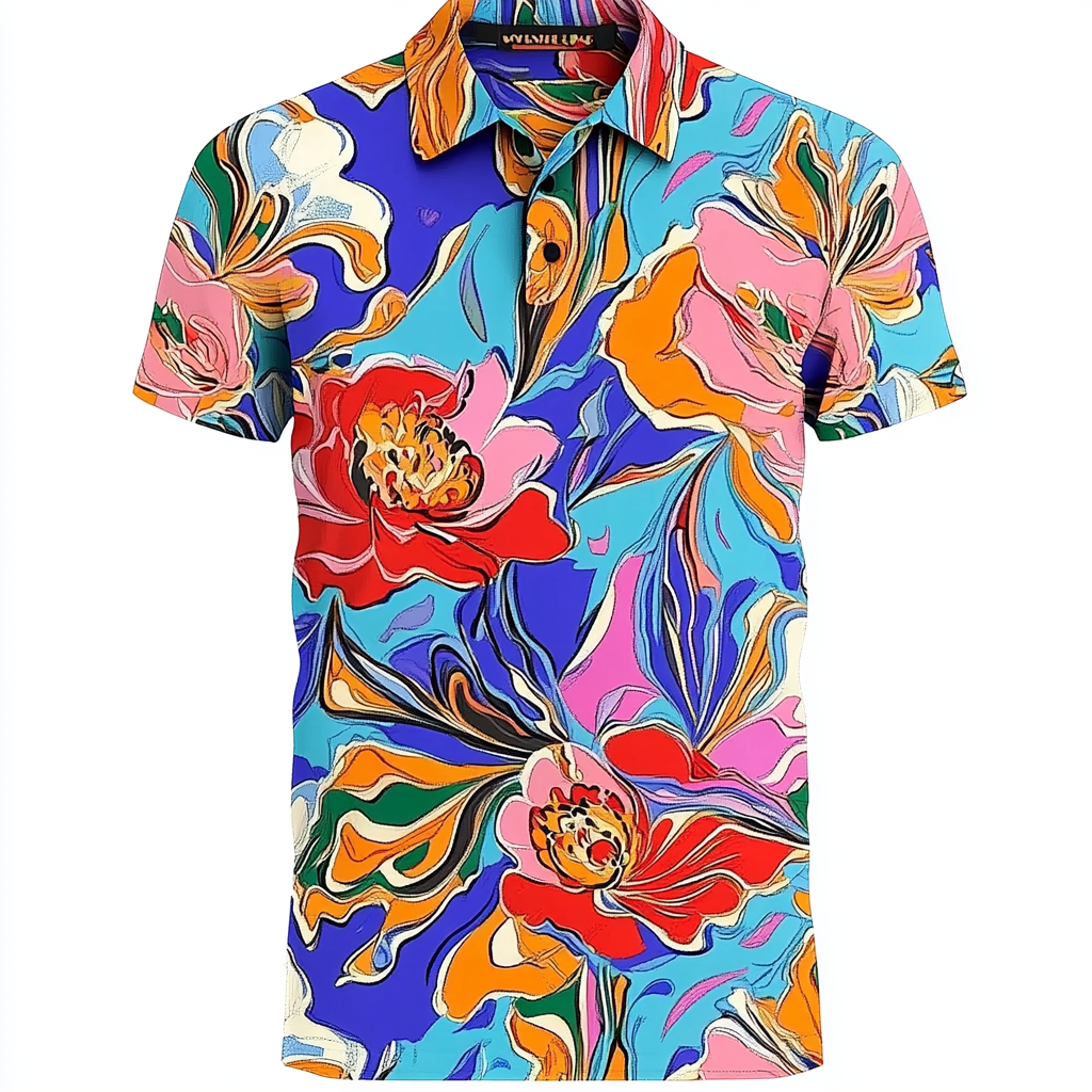 Fashionable and casual men's printed polo shirt