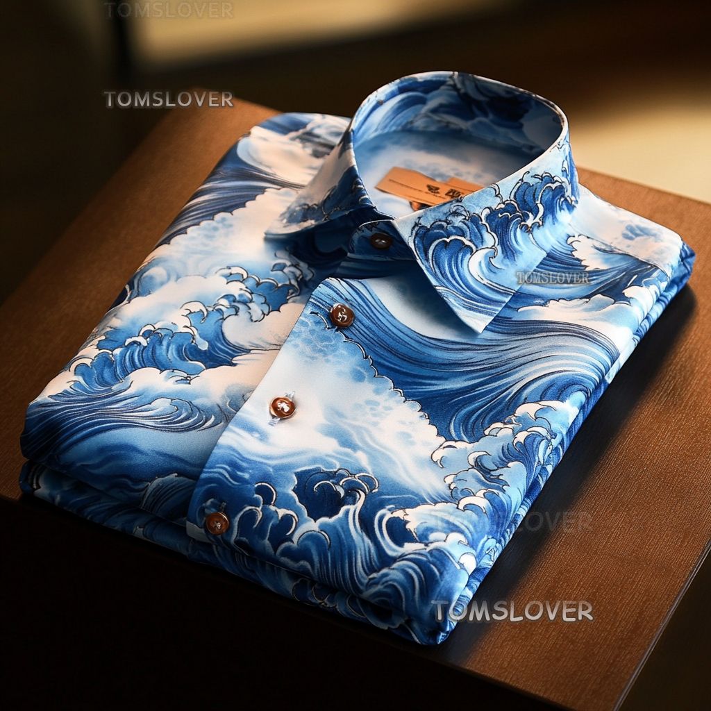 Tropical Ocean Waves Design Men's Shirt