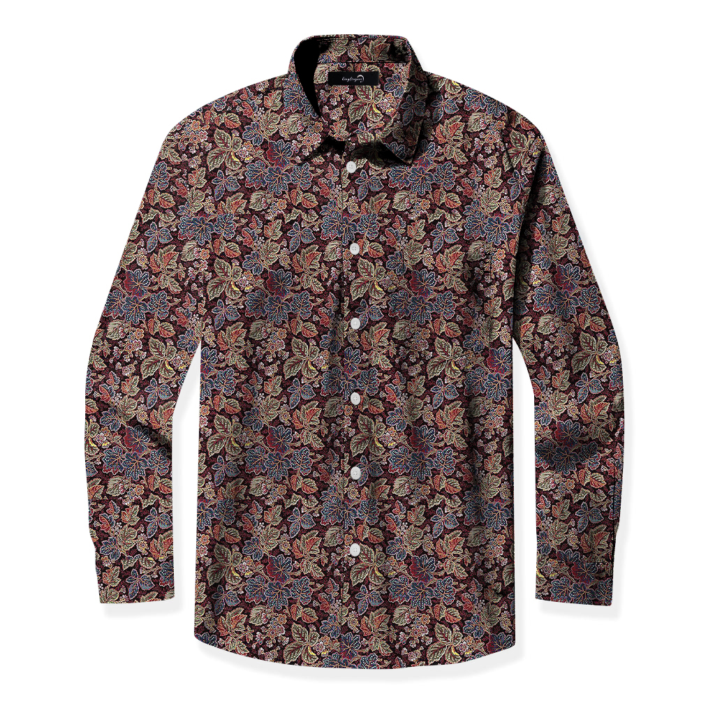 TomsloverMen's Regular Business Casual Printed Long-sleeved Shirt