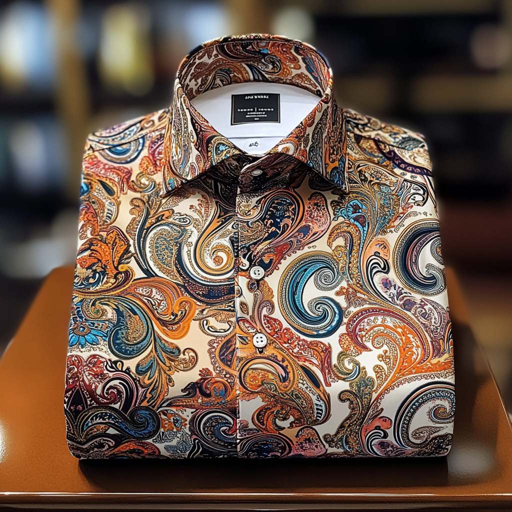 Paisley long-sleeved shirt with a retro and modern design