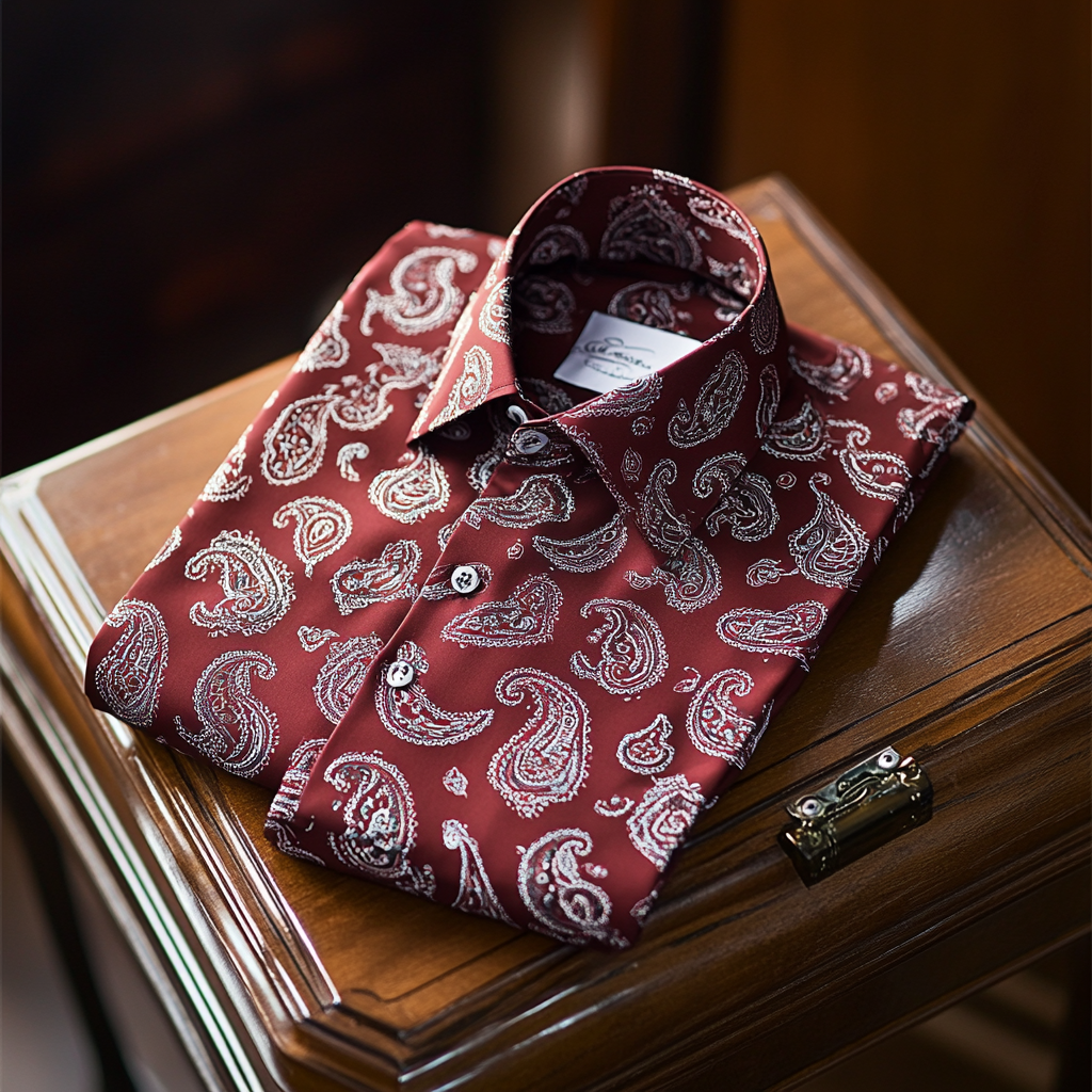 Paisley long-sleeved shirt with a retro and modern design