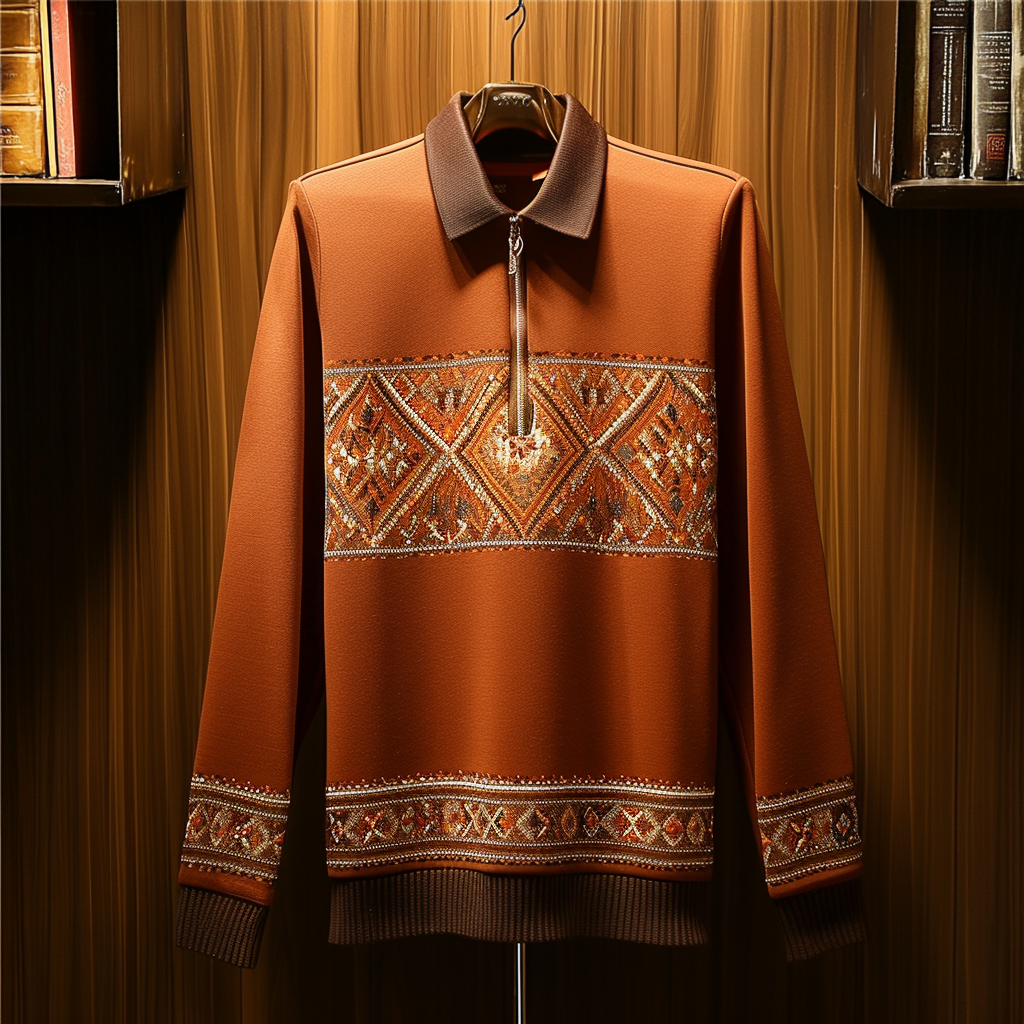 Men's casual half-zip polo shirt