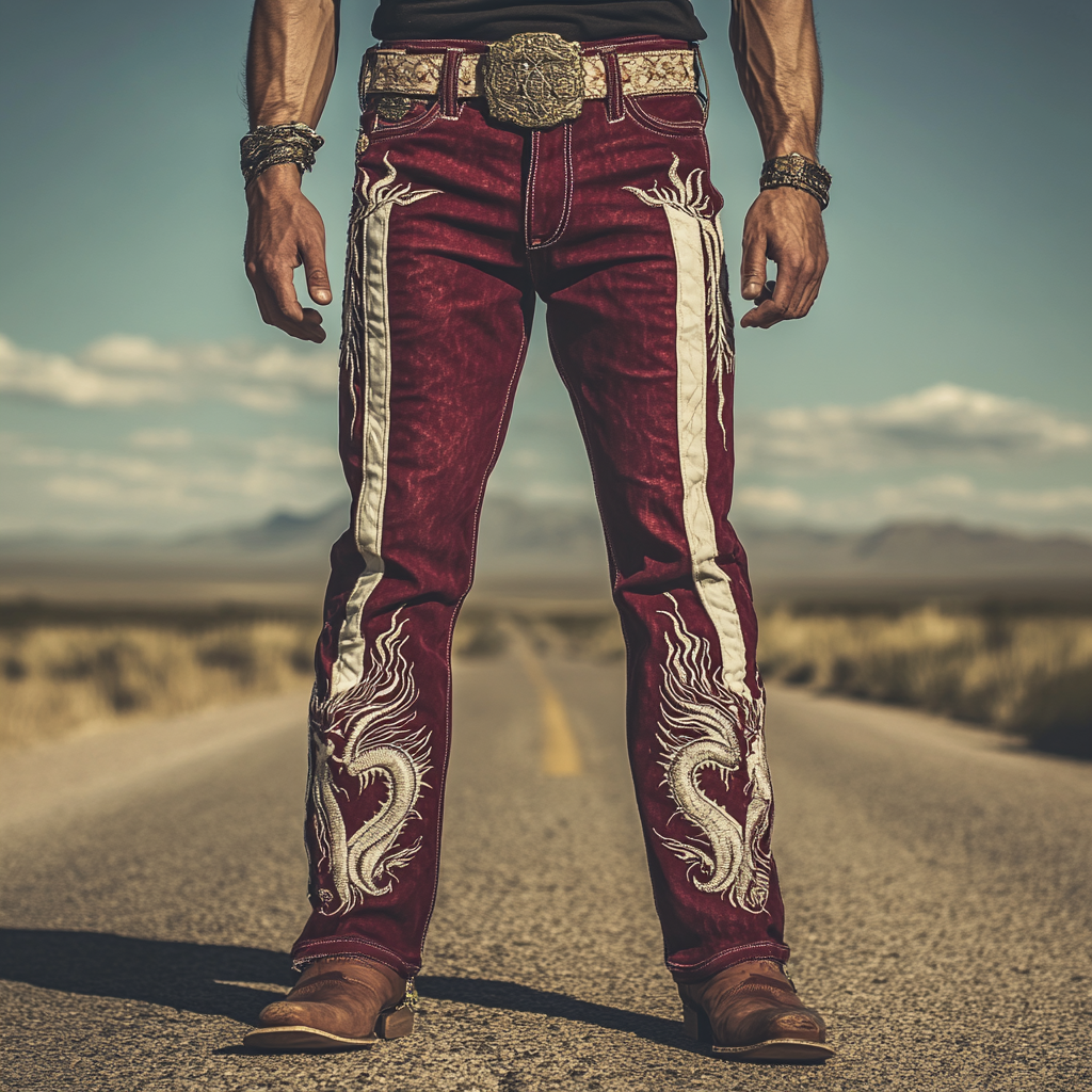High-quality jeans with a graphic pattern