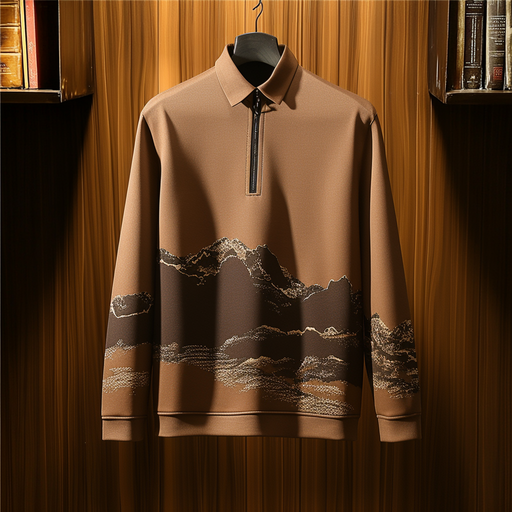 Men's casual half-zip polo shirt