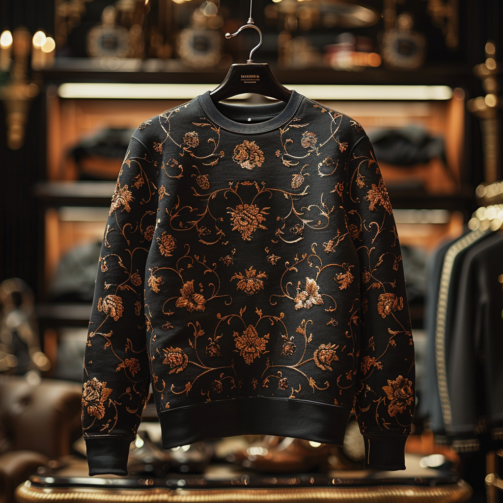 Paisley Print Sweatshirt Round Neck Pullover Men