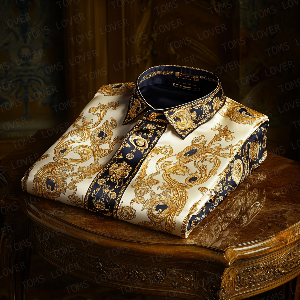 Business Elegant Gold Baroque Shirt Wedding Shirt Men's Shirt