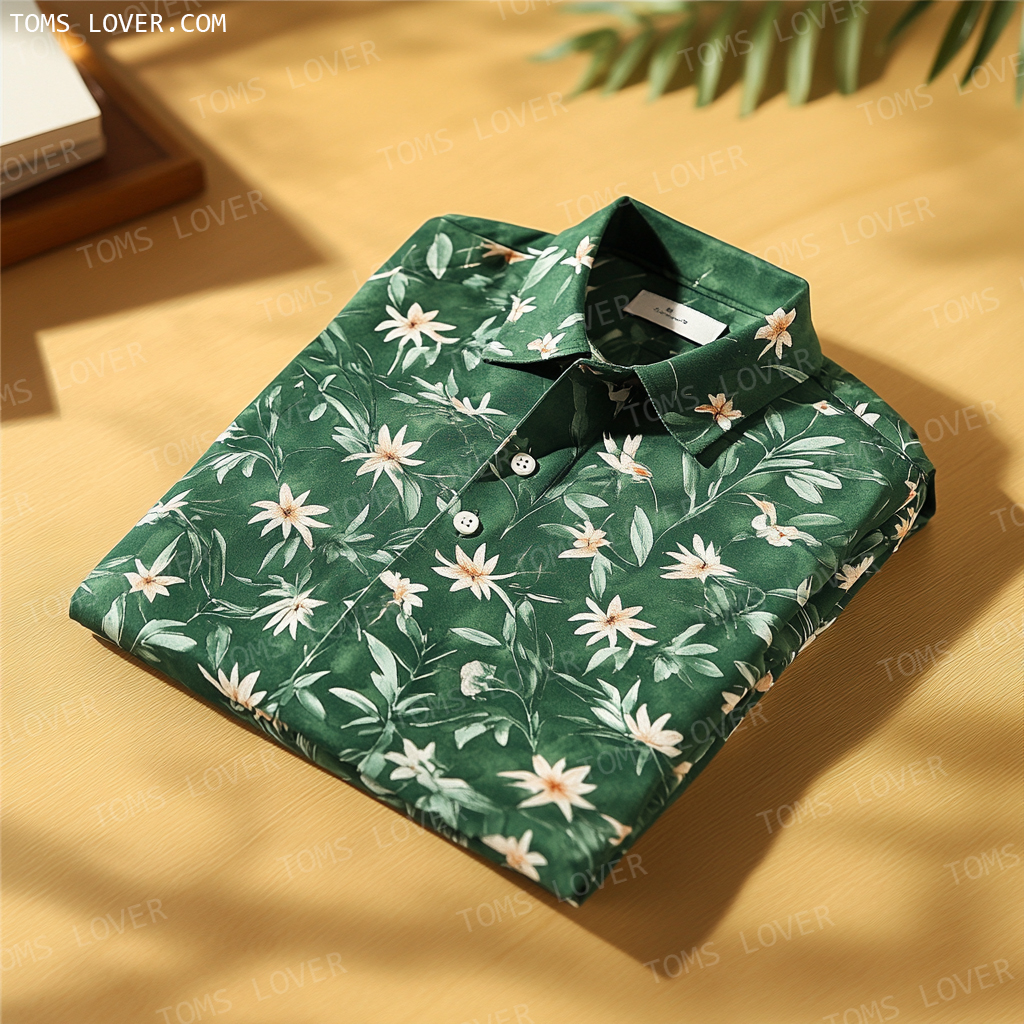 Floral botanical print polo shirt Men's polo shirt