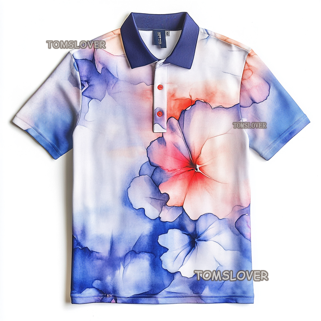Floral botanical print polo shirt Men's polo shirt
