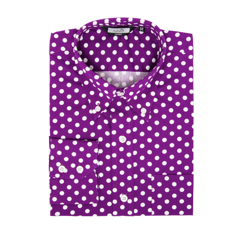 TomsloverClassic Polka Dots Shirt Men's Casual Regular Long Sleeve