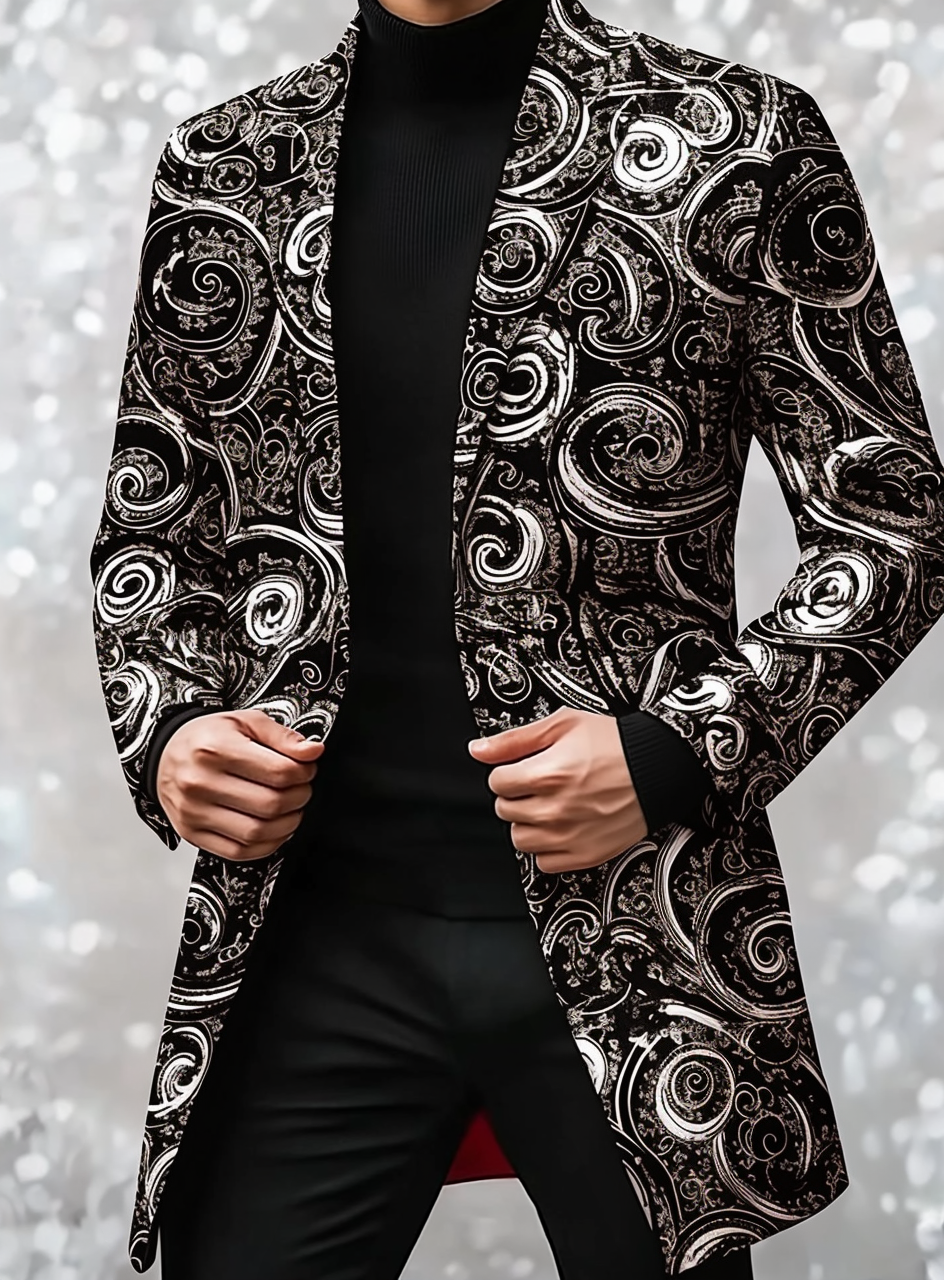Gentleman's printed jacket overcoat mid-length coat