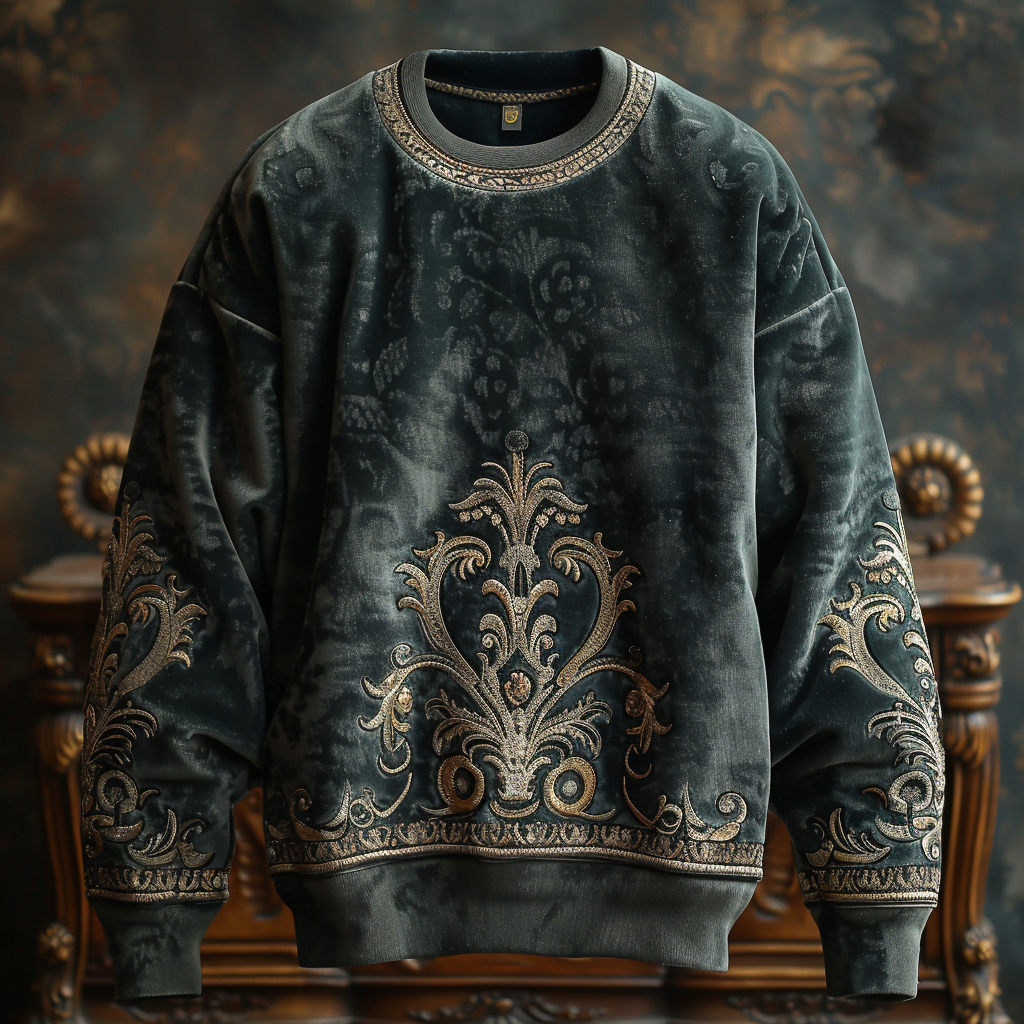 Paisley Print Sweatshirt Round Neck Pullover Men