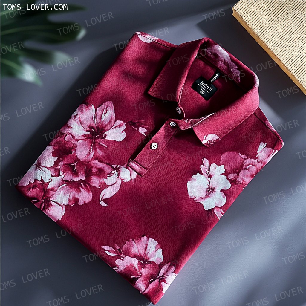 Floral botanical print polo shirt Men's polo shirt