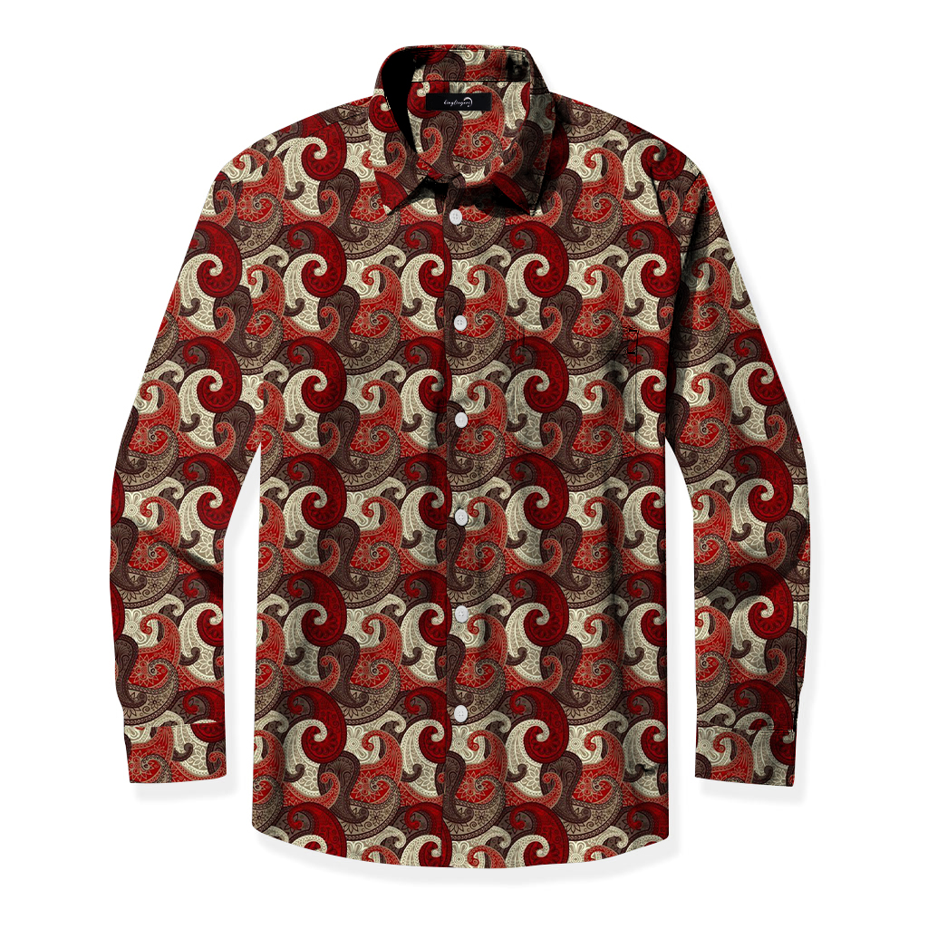 TomsloverMen's Regular Business Casual Printed Long-sleeved Shirt