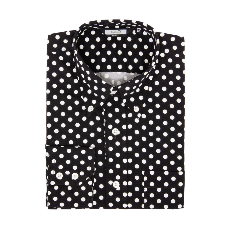 TomsloverClassic Polka Dots Shirt Men's Casual Regular Long Sleeve