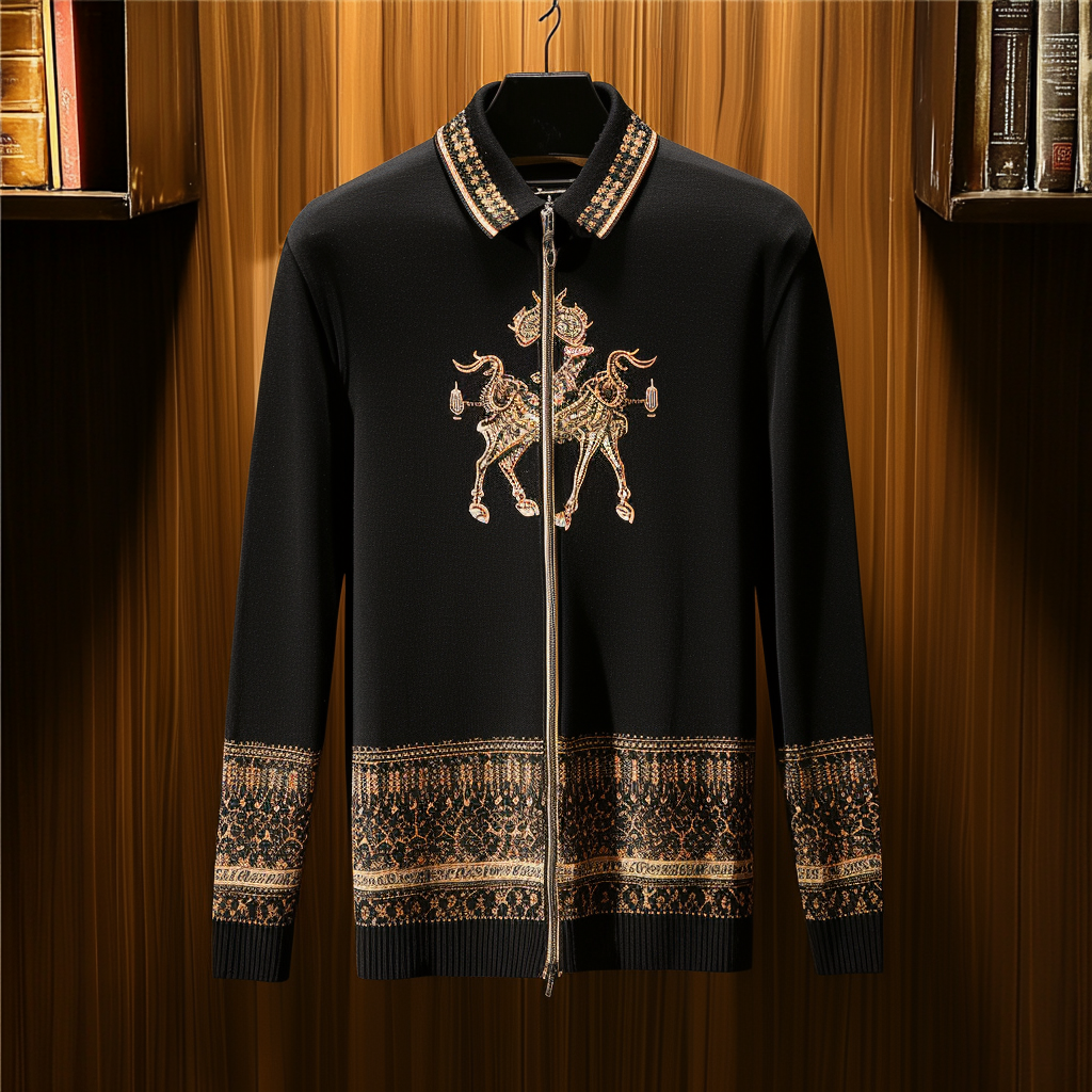 Men's Zipper Printed Jacket Outerwear