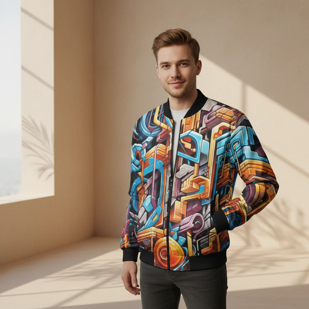 Men's Fashion Printed Zipper Jacket