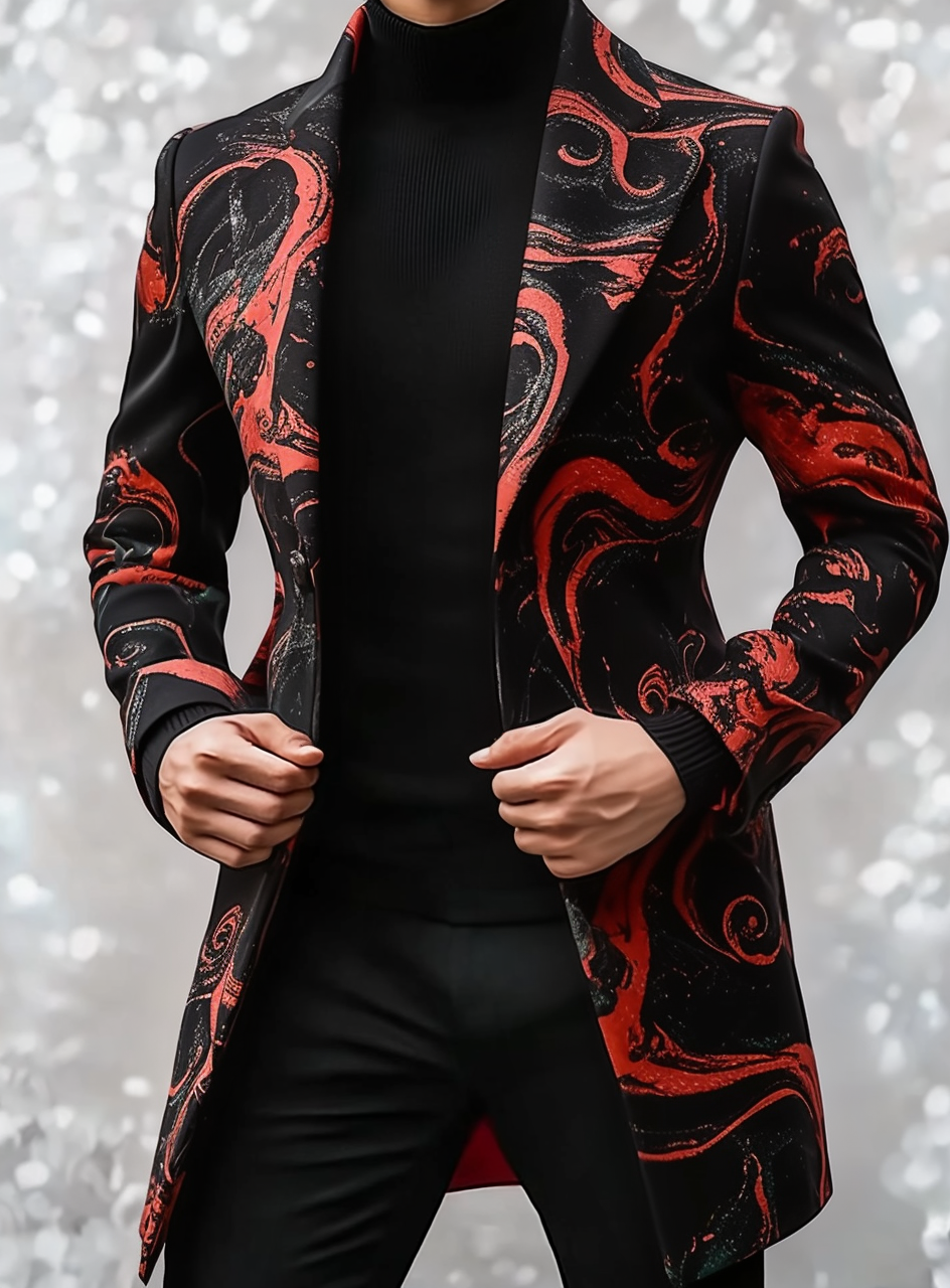 Gentleman's printed jacket overcoat mid-length coat