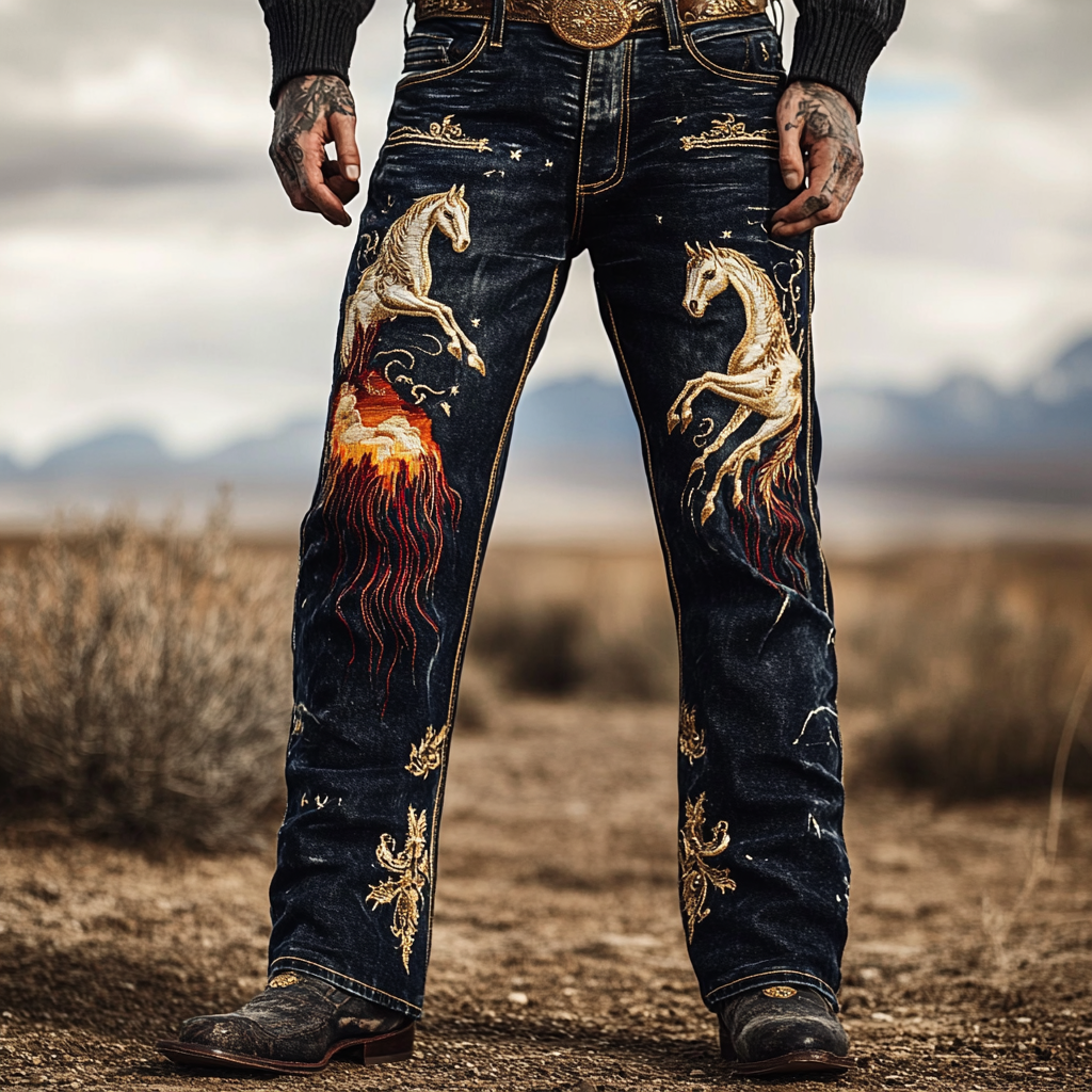 Jeans with a graphic pattern