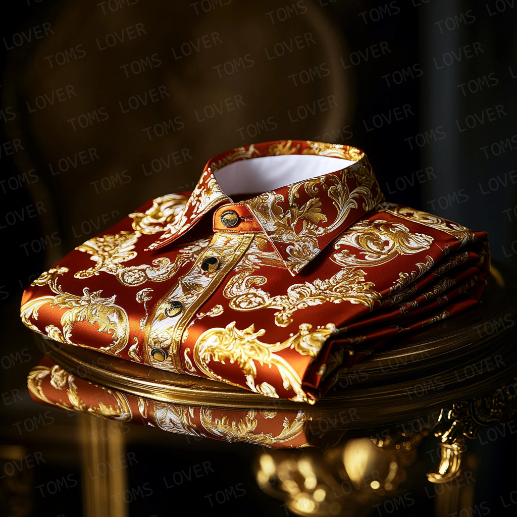 Business Elegant Gold Baroque Shirt Wedding Shirt Men's Shirt