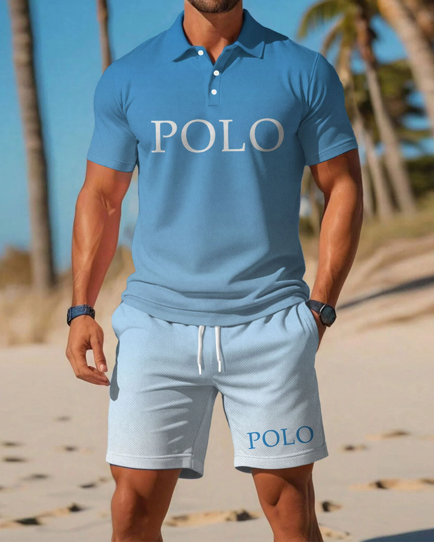 Men's  Print Polo Set Polo Shirt