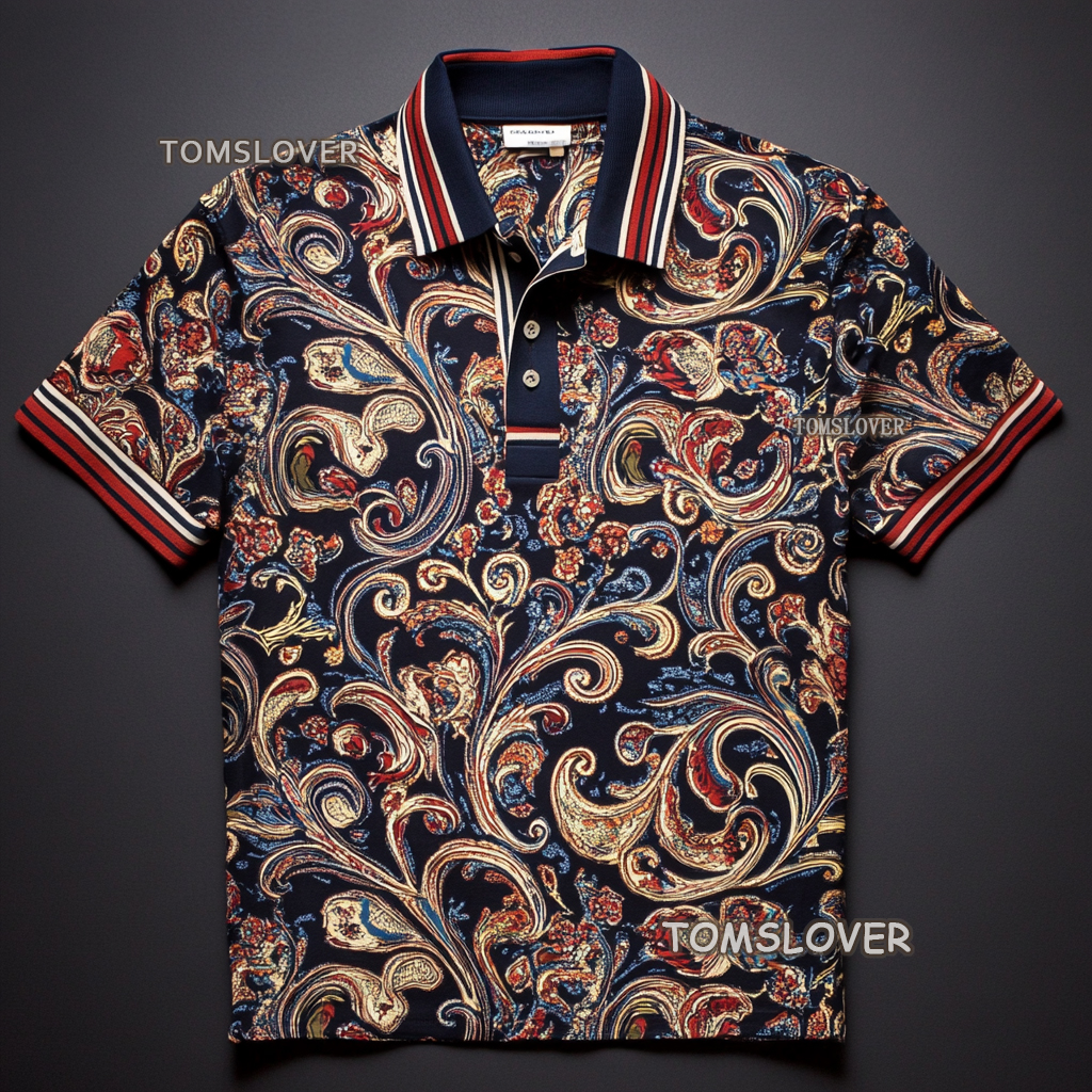 Men's paisley polo shirt