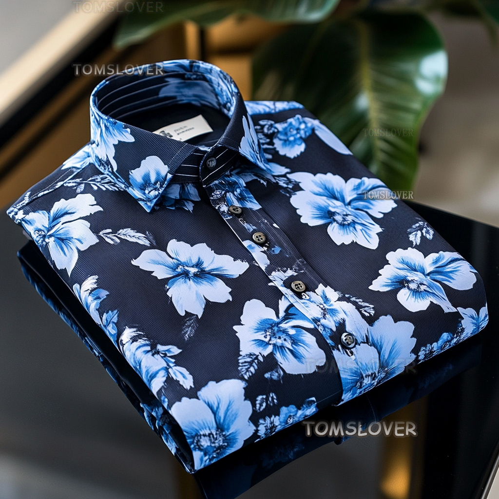 Spring floral design men's shirt
