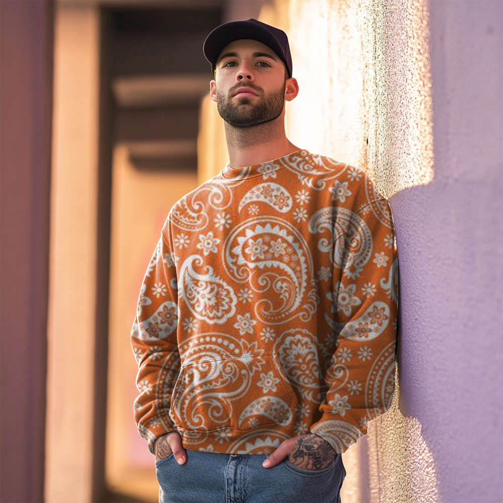 TomsloverPrint Sweatshirt Round Neck Pullover Men