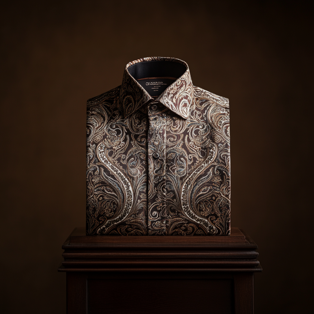 TomsloverElegance Sleek Print  Business Casual Shirt Long Sleeve