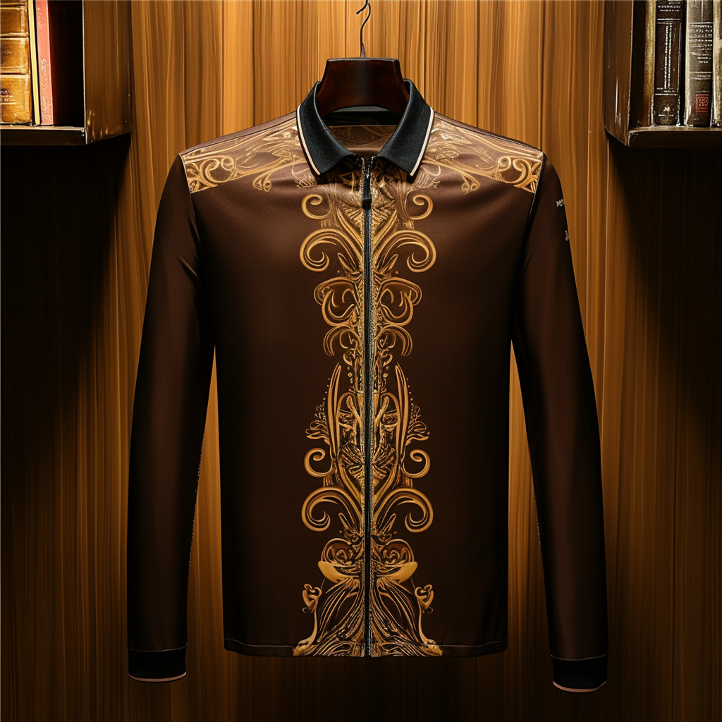 Men's Zipper Printed Jacket Outerwear