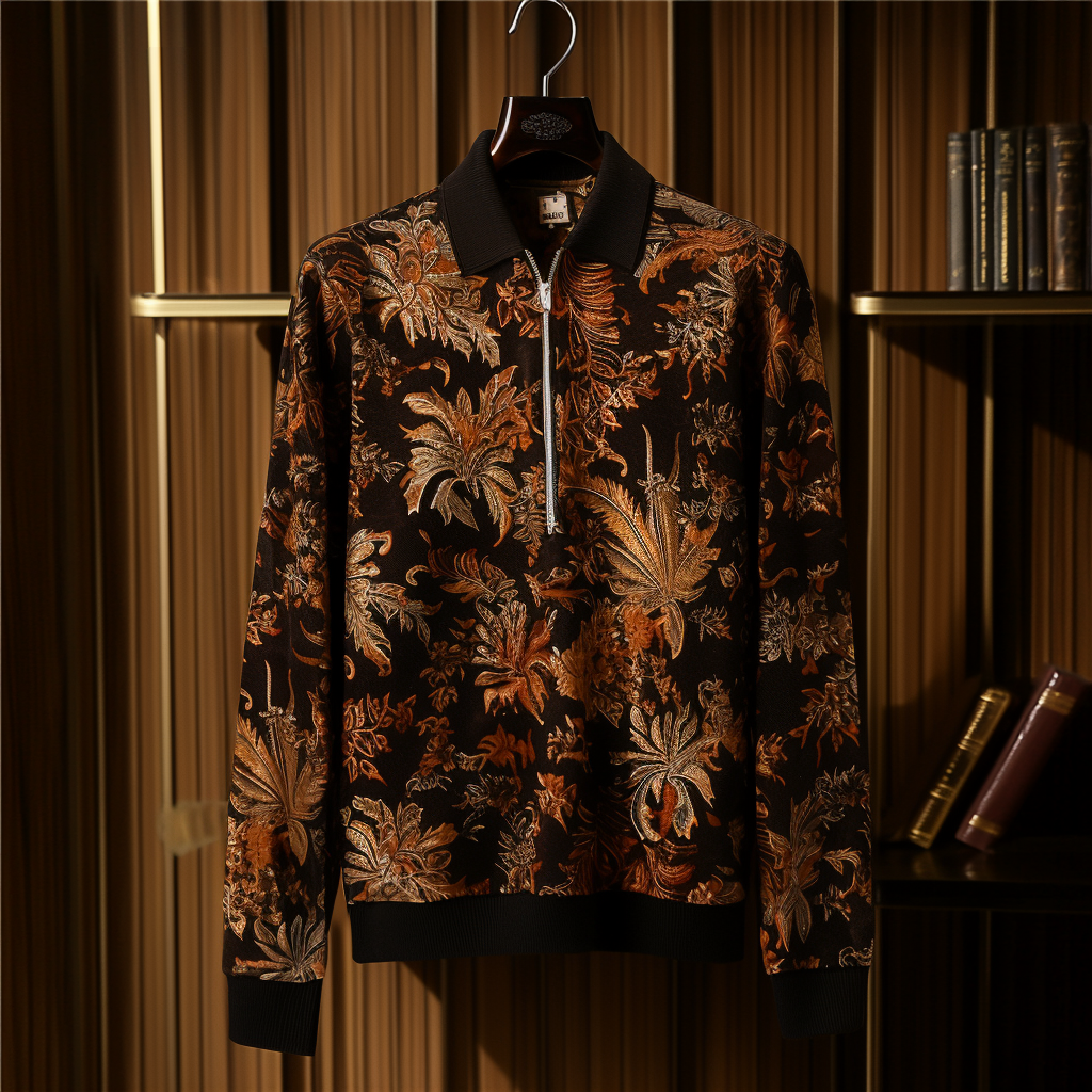 Men's casual half-zip polo shirt