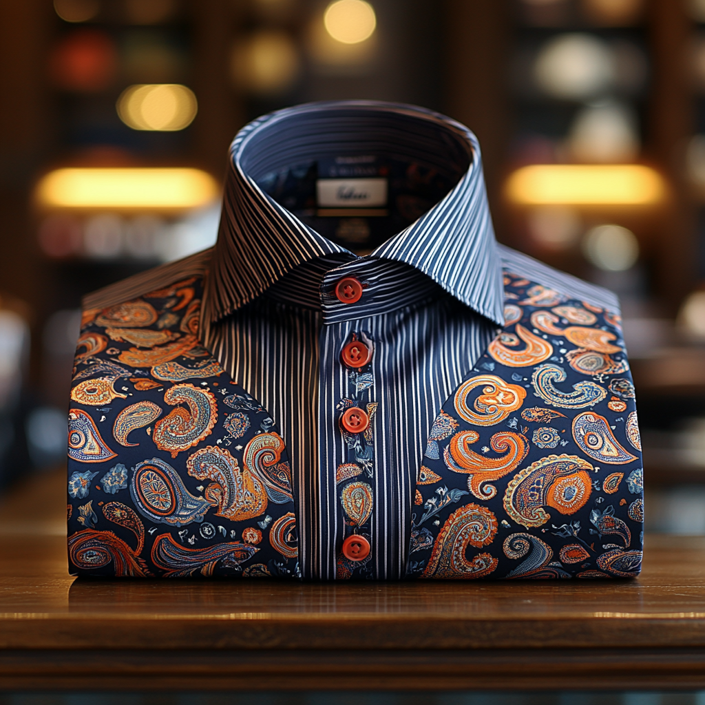Elegant Retro Nostalgic Paisley Long Sleeve Shirt