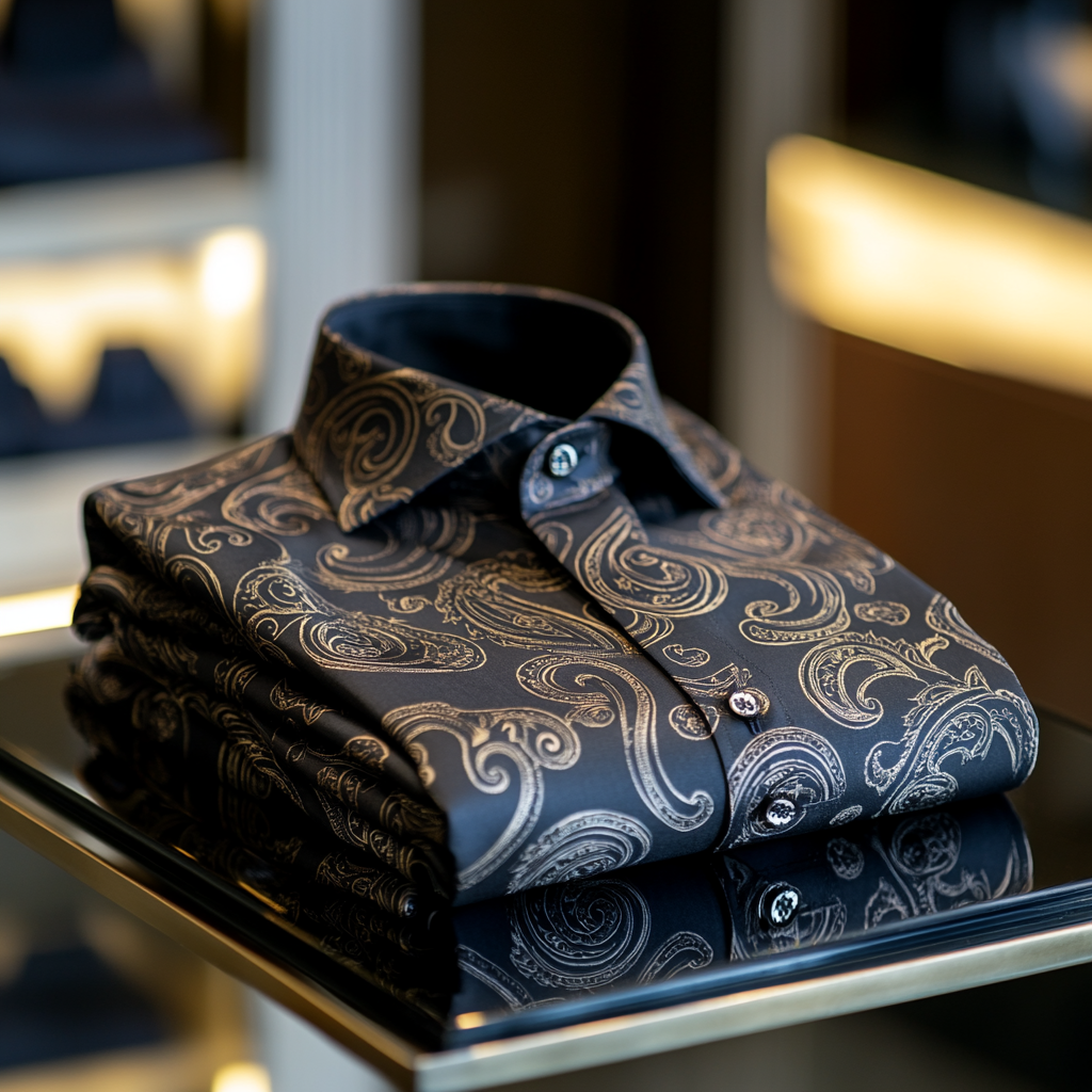 Elegant Retro Nostalgic Paisley Long Sleeve Shirt