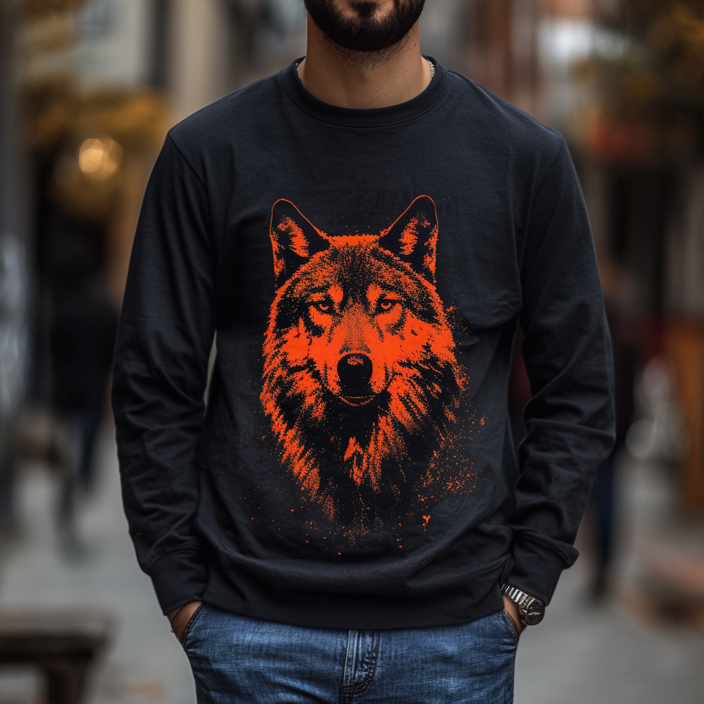 Men's Home Fashion Printed Pullover Long Sleeve Casual Tee