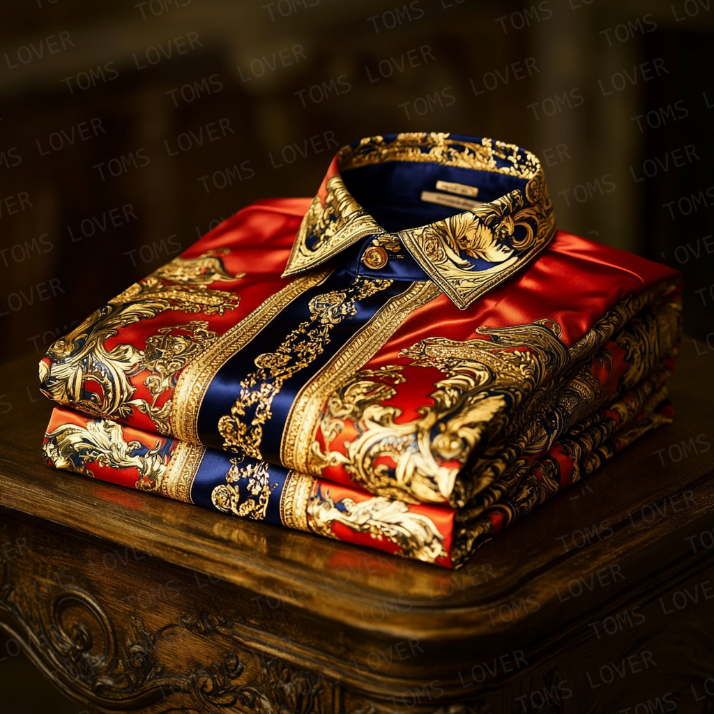 Business Elegant Gold Baroque Shirt Wedding Shirt Men's Shirt