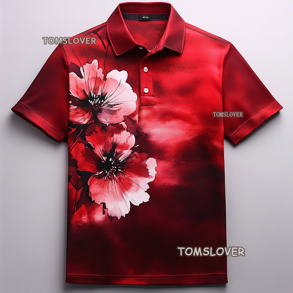 Floral botanical print polo shirt Men's polo shirt