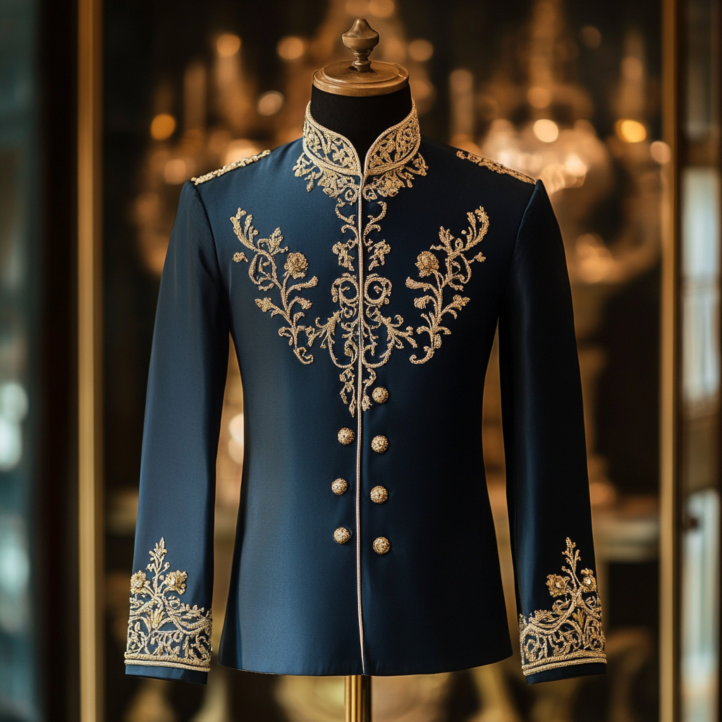 Luxurious satin stand collar long sleeve shirt