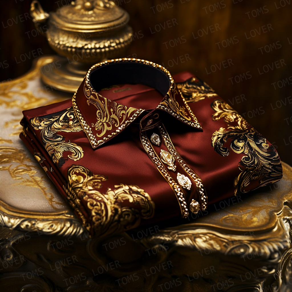 Business Elegant Gold Baroque Shirt Wedding Shirt Men's Shirt