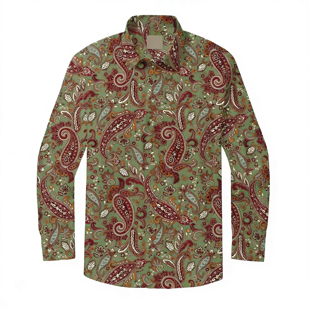 Self-designed business casual shirt paisley classical pattern long sleeve shirt