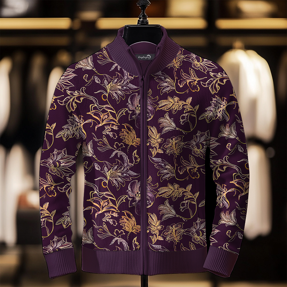 TomsloverMen's Fashion Stand Collar Cardigan Sweater Knit Jacket