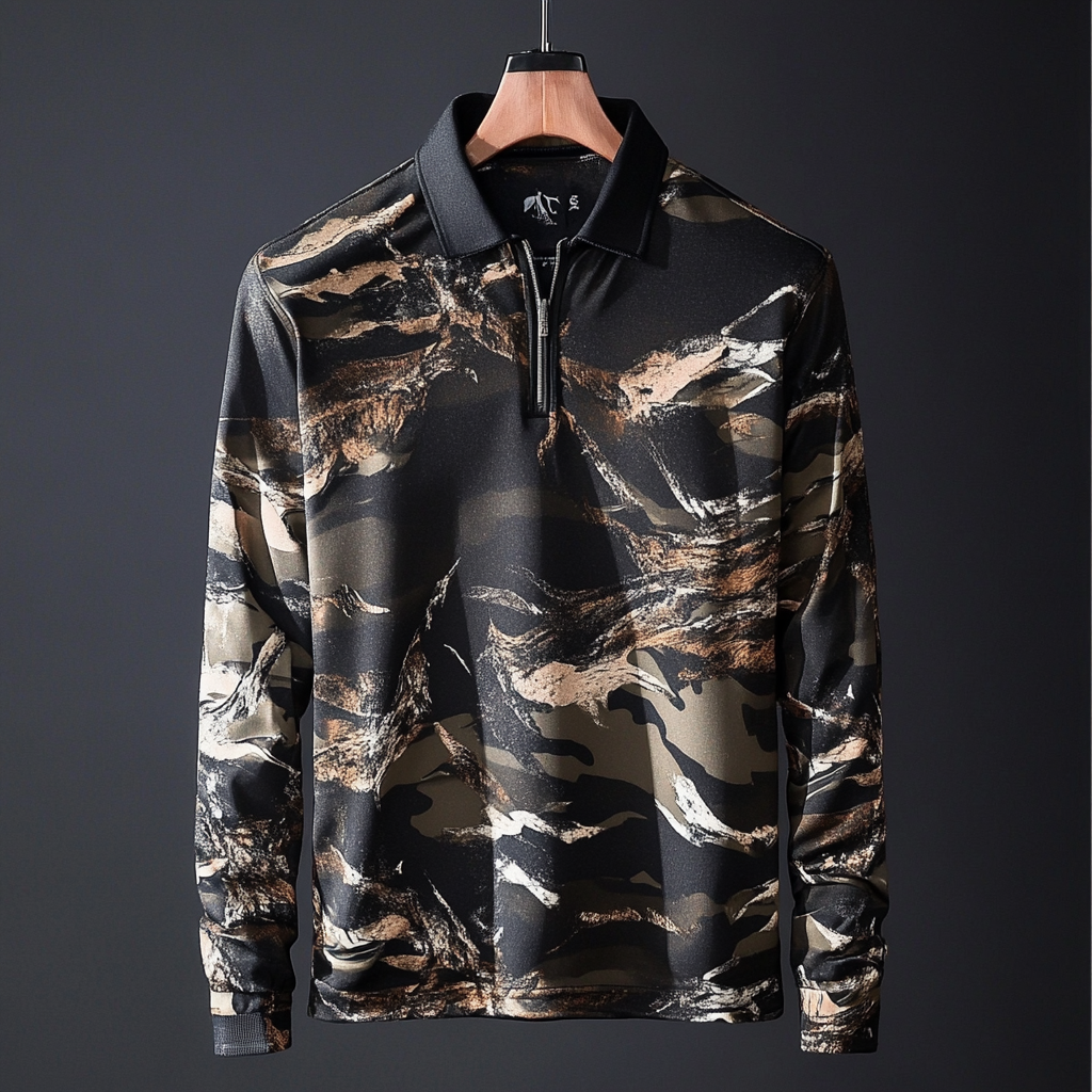 Men's casual half-zip polo shirt