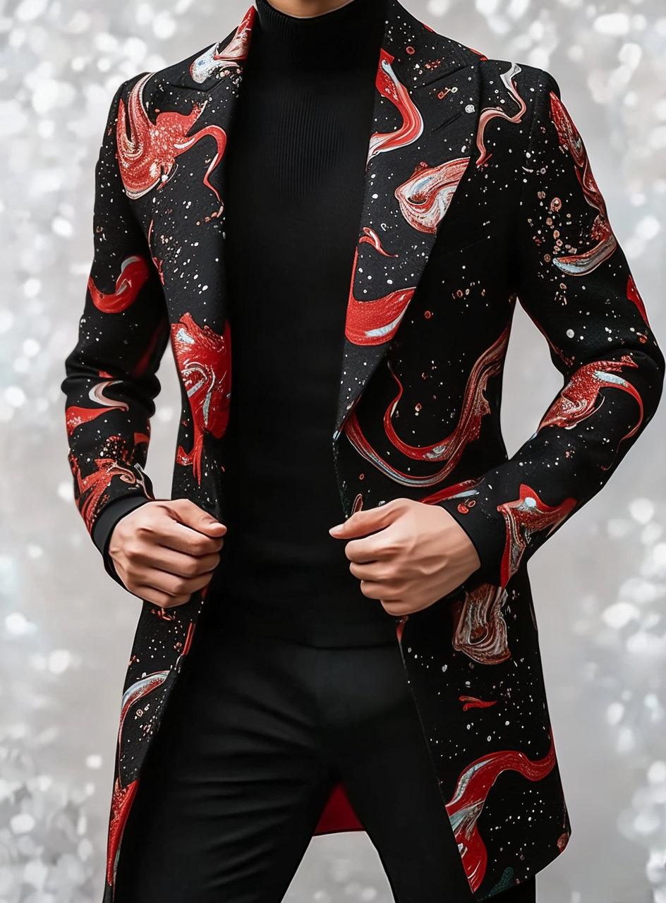 Gentleman's printed jacket overcoat mid-length coat