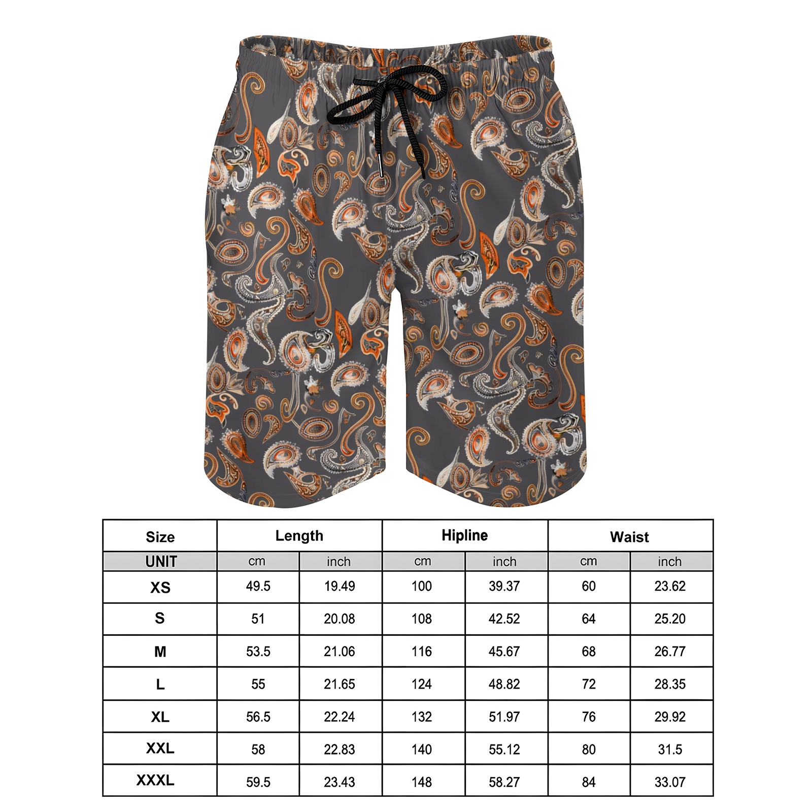 TomsloverMen's Paisley-Print Drawstring Swim Shorts 2407000111